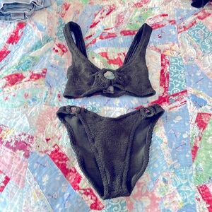 💚Hunza G Hallie Metallic Khaki Bikini 👙